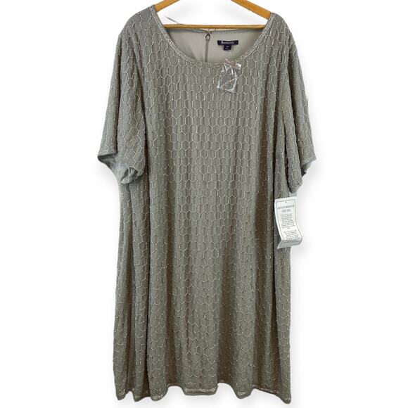 NWT Roaman's Gray Beaded Formal Glam Mother of the Bride Dress Plus Size 34W - Picture 1 of 14